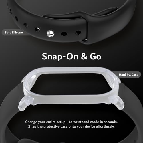 TUDIA Snap On PC Case with Adjustable Silicone Wristband Compatible with PLAUD NotePin AI Voice Recorder [for 5.6"–8.5" Wrists] Comfort Lightweight Wearable Strap Secure Fit Accessories - Black - Thumbnail 4