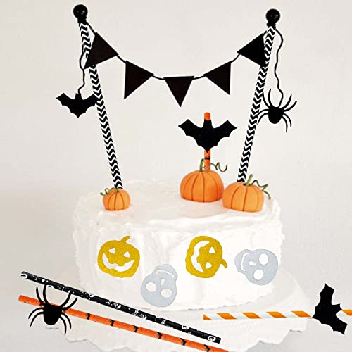 100Pcs Halloween Paper Straws Biodegradable Paper Drinking Straws For Halloween Party Supplies 4 Mixed Styles, Pumpkinhead, Skulls, Pumpkins, Bats And Spider Elements. #TOP4
