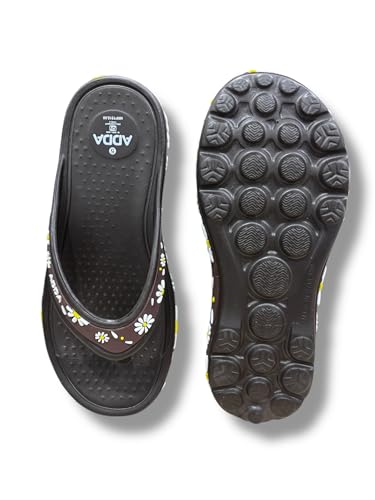 Image of ADDA MY TIME-2 || Durable & Comfortable || EVA Sole || Lightweight || Fashionable || Super Soft || Outdoor Slipper || Sliders for Women (DK.BROWN, UK Footwear Size System, Adult, Women, Numeric, Medium, 7)