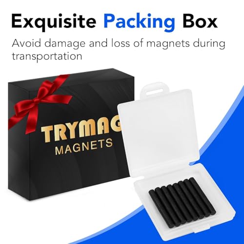 Image of TRYMAG Small Rare Earth 6 Different Sizes Black 255Pcs Tiny Magnets for Crafts, Heavy Duty Neodymium Round Mini Refrigerator Magnets for Whiteboard, Locker, Kitchen, Office, School