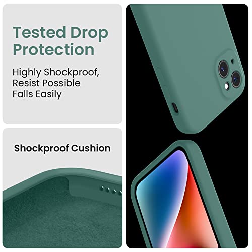 Image of FireNova Designed for iPhone 13 Case, Silicone Upgraded [Camera Protection] Phone Case, Soft Anti-Scratch Microfiber Lining Inside, 6.1 inch, Midnight Green