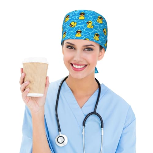 Image of Working Cap Scrub Cap with Sweatband | Adjustable Nurse Surgical Caps, for Men Women, Tie Back Hat