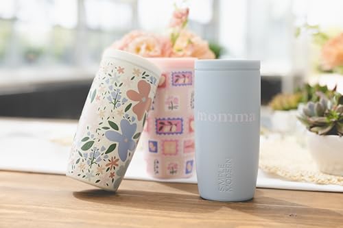 Image of Simple Modern Mother's Day Travel Coffee Mug Tumbler with 360 Lid | Gifts for Her | Ceramic-Lined Insulated Stainless Steel Cold Brew Iced Coffee Cup | Voyager Signature | 16oz | Stamps