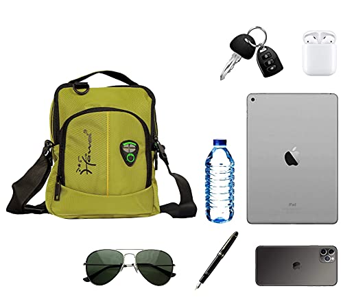 Image of Hawai PVC Coated Water Resistant Polyester Nylon Casual Sling Messenger Side Bag for Office College Outdoor Travel Daytrip-PUBWC1 for Men Women