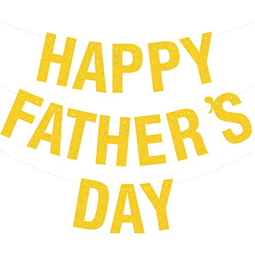 Image of Happy Father's Day Gold Banner Bunting Banner for Dad Father's Party Decorations Backdrop Garland for Father's Day (Gold Letter)