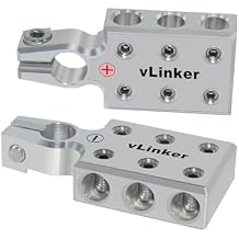VGATE vLinker 6x1/0 Gauge AWG Lead-Acid Battery Terminals Clamp, 6061 Aluminum Battery Terminal Positive + Negative - Set, for SAE/DIN/EN Tapered Top Post, 6-Way Battery Connectors