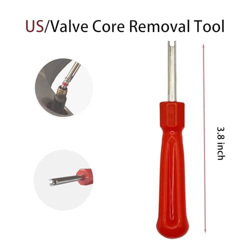 Image of 100Pcs Schrader Tire Valve Core and 1Pc Valve Core Removal Tool,Replacement for General Vehicles of Cars,Motorcycles,Bicycles and Trucks,Two Colors Seal Rubber Ring Available (Red)