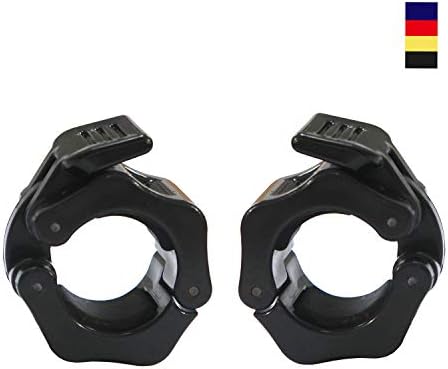AbraFit 1" Barbell Clamps - Solid ABS Locking Barbell Collars with Quick Release - 1'' Diameter Standard Bar Weight Plates Collar Clips for Workout Weightlifting Fitness Training Bodybuilding