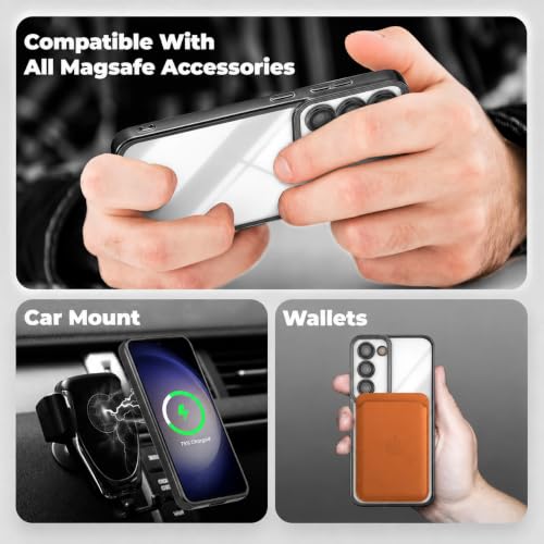 Image of VONZEE Clear Logo Electroplating Transparent Case for Samsung A55 5G, Magnetic Plating Electroplate TPU Cover, Individual Camera Protection for Each Lens - Black