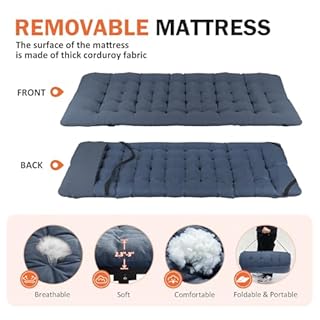 ATORPOK SHOP Camp Beds for Adults with Cushion, Portable Tent Comfortable Travel Camping Cot for Sleeping, cot with Carry Bag Supports 450 lbs (Blue)