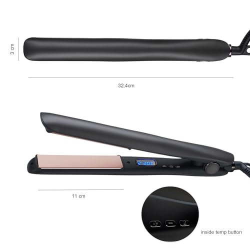 Hair Straighteners for Women,3cm Ceramic Plate 100℃ to 230℃ Inside Temp Button LED Digital Display Hair Straightener 2m 360 ° Swivel Cord for Thick Long Short Medium Hair - Image 2