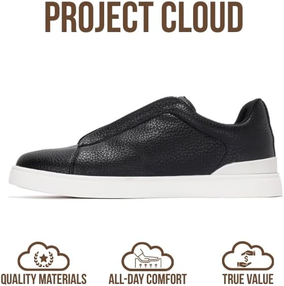 Project Cloud Genuine Leather Memory Foam Insole Mens Shoes - Lightweight & Non Slip Shoes for Men Sneakers - Everyday Slip On Mens Sneakers (Hudson) - Image 4