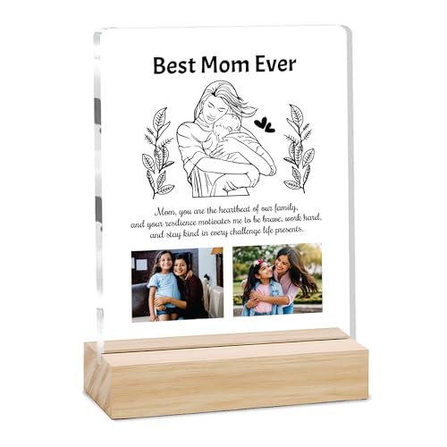 Image of Giftplease Customized Photo Frame With Wooden Stand | Personalised Printed Photo & Text Frame | Gift For Mom | Birthday | Mother's Day | (Transparent, 6x8 Inches, Tabletop) m 06