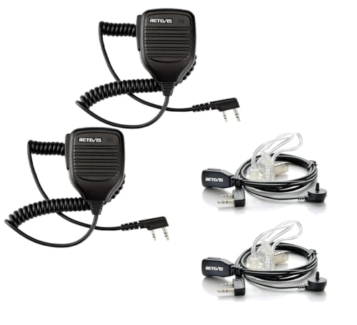 Retevis Funkgerät Lautsprechermikrofon Bundle mit Headset 2 Pin, Kompatibel mit RT24 RT27 RT668 Baoâ€¦ – Miniatur