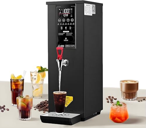 Commercial Hot Water Dispenser - Electric Water Boiler &amp; Warmer with Adjustable 86-212°F Temperature Control - Step-Heating Countertop Hot Water Machine in Black