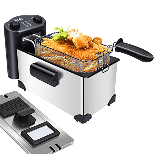 Aigostar Ken 30LEI - Friggitrice con timer, coperchio antispruzzo con finestrella, vassoio estraibile per la pulizia e lo scarico dell'olio. Termostato.