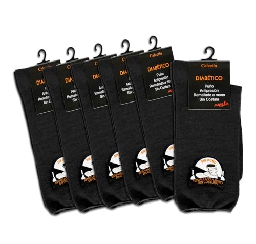 HD DHISPANIA 6 Pares Calcetines sin Goma Antipresion especiales Pie Diabetico y Circulacion Gran...