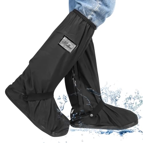 CTDMJ Cubre Zapato Impermeable Cubrezapatos Impermeables Cubre Zapatos Impermeables Suela Antideslizante Moto Scooter Ciclismo Bicicleta Zapatos de Lluvia Cubierta para Hombres, Mujeres, Negro , L
