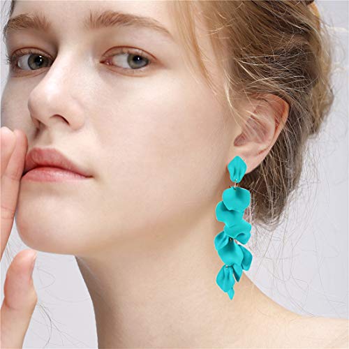 Image of Acrylic Rose Petal Drop Dangle Earrings Bohemian Resin Square /Oval /Hoop /Flower /Heart Statement Earrings for Women Gifts