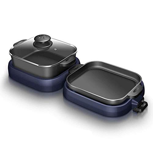 AZHom Multifunction Grill Hot Pot Electric Grill Home Electric Tray Korean Style Non-Stick Electric Baking Pan 6-10 Person Barbecue Machine 2200W,Blue (Color : Blue)