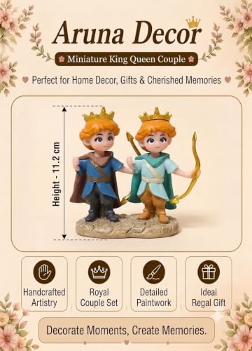 Image of Miniature King Queen Set of 4 for Fairy Garden Dollhouse Decor | PVC Royal Couple Figurines for Mini Garden Terrarium Desk Decor & Gifting