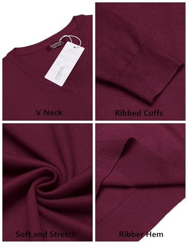 Image of COOFANDY Mens Casual V Neck Sweater Knit Slim Fit Long Sleeve Pullover Top