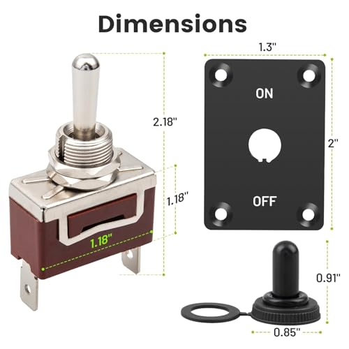 Image of Anina Waterproof Toggle Switch 12V DC 30A Heavy Duty 2 Pin SPST ON /Off with Mounting Panel for Car Marine Boat
