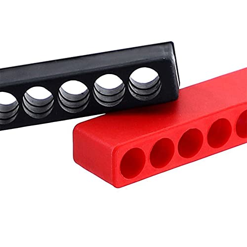 Pzrt 6Pcs Plastic Hex Shank Screwdriver Bit Holder Screwdriver Head Storage Drill Bit Stand (6,10,12Holes), Red Black #TOP4