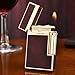 Metal Butane Lighter, Side-Sliding Flint Ignition, Soft Flame, Refillable, Adjustable Flame, A Good Gift for Men.(Black gold1)
