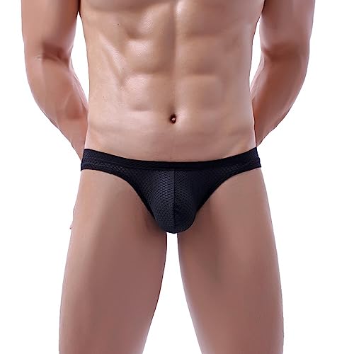 Men's Breathable Mesh Triangle Briefs Underwear Bulge Pouch Low Rise Bikini Briefs Underwear3
