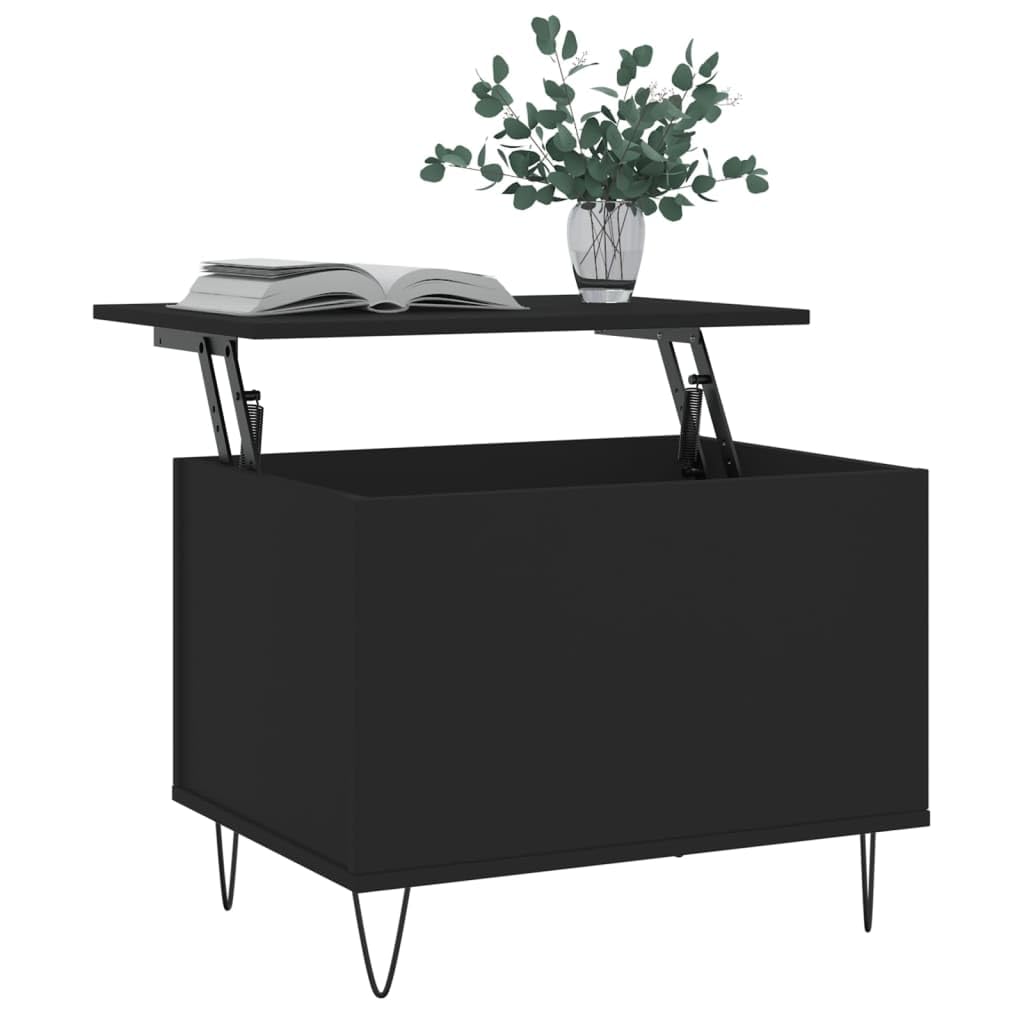 Homgoday Tavolino da caffè nero 60 x 44,5 x 45 cm, in legno ingegnerizzato, tavolino da tè per soggiorno, sala d'accoglienza degli ospiti, camera da letto e ufficio, tipo 1