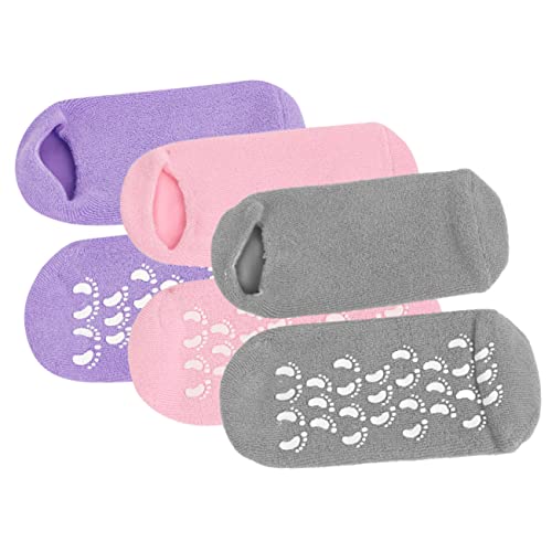 DOITOOL 3 Pair Anti-slip Thermal Socks Moisture Socks Gel for Foot Care Warm Fuzzy for Women Moisture Wicking Spa