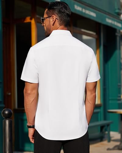 J.VER Mens Short Sleeve Button Down Shirt Stretch Business Casual Dress Shirts Solid Summer Wedding Prom Tops2