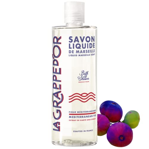 La Grappe d'Or Mediterranean Fig Marseille Soap Body Wash Enriched with Moisturizing Shea & Essential Oil | Made in France from Organic Olive & Coconut Oil | Natural & Vegan, 13.5 oz Liquid