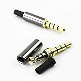 3PCS 3.5mm 4 Pole Connector with Light Black Stainless Steel Metal Case for Headphone Repair - Gold...