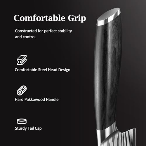 Image of HOSHANHO 3 Pieces Knife Set, Professional High Carbon Powder Steel Kitchen Knife Set, Ultra Sharp Knives Set for Kitchen with Elegant Gift Box