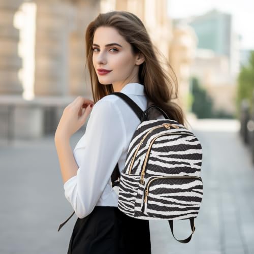 Image of ALAZA Animal Black White Zebra Print Pattern Medium Backpack Purse for Women Travel Bag Fashion Daypack Back Pack Shoulder Bag