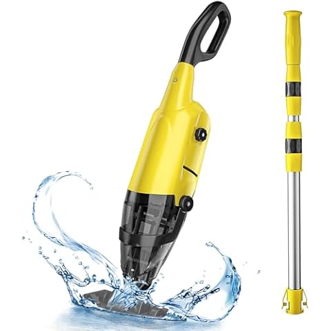 EFURDEN Pool Vacuum for Above Ground Pool, Cordless Handheld Rechargeable Pool Cleaner with Running Time Upto 60 Minutes for Sand and Debris, Ideal for In-Ground Pools, Spas, and Hot Tubs (Yellow) Cover