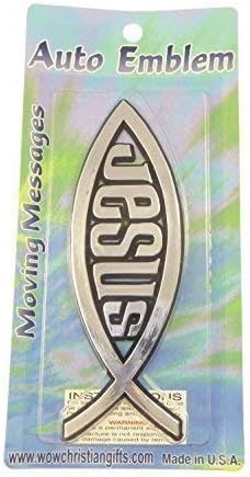 Car auto emblem solid plastic sticker Christian jesus fish gift silver 13cm