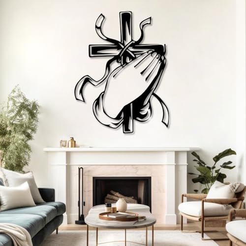 Prière religieuse décoration murale métal grand format argent moderne - 4