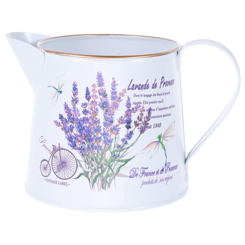 Cabilock Vintage Metal Watering can Vase with Floral Pattern Rustic Iron Pitcher for Indoor Plants Garden Decor and Home Accent 7.3 Inch