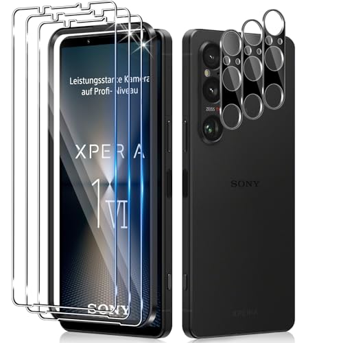 Funrae Verre Trempé pour Sony Xperia 1 VI avec Caméra Arrière Protecteur [3+3 Pièces], Dureté 9H [Sans Bulles] [Ultra HD] Ultra Résistant Film Vitre...