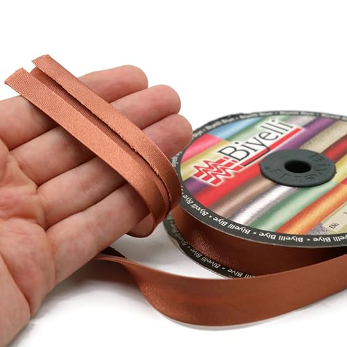 Image of Fold Satin Bias Tape - 99+ Colors - 3 /4 Inches Wide - 27 Yards - Fold Satin Binding Bias Ribbon Fabric Piping Bias Binding Tape for Sewing Clothing DIY (64. Brown) BYS64