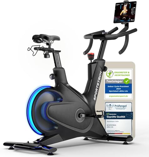 Sportstech sBike Lite - Smartes Heimtrainer Fahrrad mit LED - Deutsche Qualitätsmarke - App mit Kursen und 360° Tablet-Halterung für Full Body Workout - Ergometer, Indoor Fitnessbike Sportstech sBike Lite - Smartes Heimtrainer Fahrrad mit LED - Deutsche Qualitätsmarke - App mit Kursen und 360° Tablet-Halterung für Full Body Workout - Ergometer, Indoor Fitnessbike