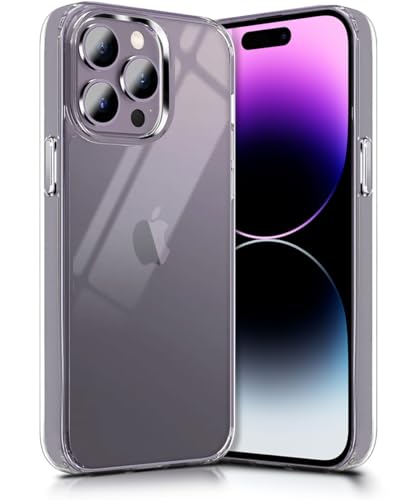 Image of WOW IMAGINE Crystal Clear Transparent Back Case Cover for Apple iPhone 14 Pro | Full Device & Camera Protection Shockproof TPU | Flexible Silicone Back Cover Case - Transparent