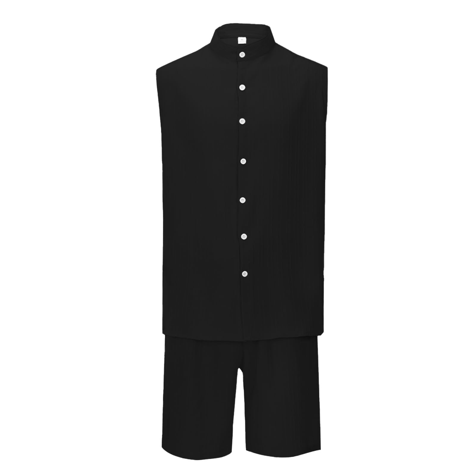 Générique Homme Ensemble 2 Pièce Casual Ensemble Survêtement Homme patte de boutonnage Chemise sans manches Bermuda Mode Confort Y2k Combinaison De Sport Pour Randonnée Et Jogging