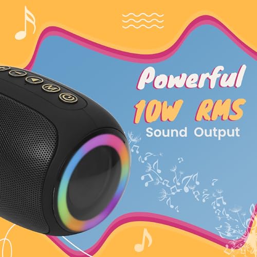 Image of Krisons Spark Glow Bluetooth Speaker 10W Multi-Media Bluetooth Party Speaker with RGB Lights, USB, SD Card and Handsfree Calling - Black