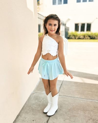 Image of Stelle Girls Flowy Shorts with Pockets Athletic Running Skirt High Waist Butterfly 2 in 1 Sports Short 5-16 Years