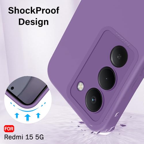 Image of TheGiftKart Liquid Silicon Back Cover Case for Mi Redmi 15 5G | Stylish Camera Protection Module | Micro-Fibre Lining Inside | Shockproof Back Cover Case for Redmi 15 5G (Silicone, Purple)