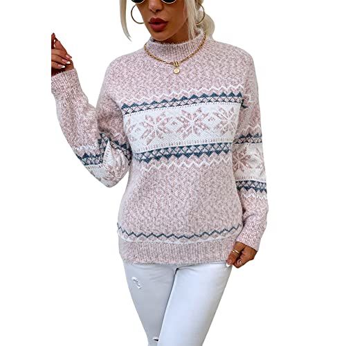 Image of JUNBOON Women's Casual Leopard Print Knitted Pullover Sweaters Long Sleeve Crew Neck Jumper Tops